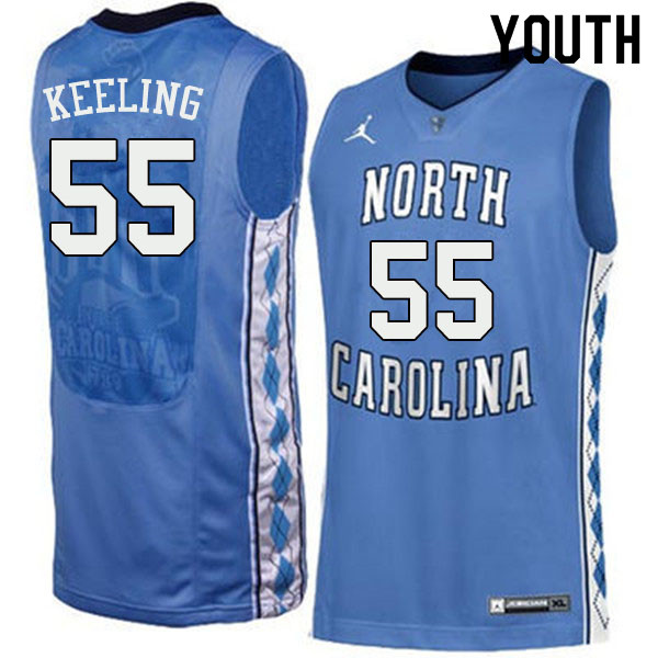 Youth #55 Christian Keeling North Carolina Tar Heels College Basketball Jerseys Sale-Blue